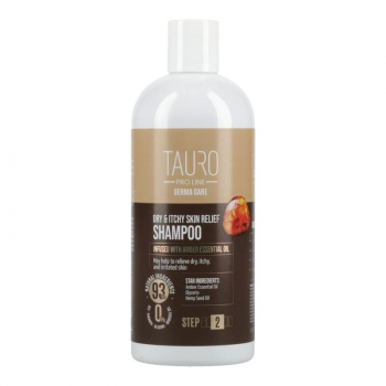 TAURO PRO LINE Derma Care Dry & Itchy Skin Relief Shampoo für Hunde und Katzen, Shampoo zur Linderung von trockener und juckender Haut für Hunde und Katzen 400ml